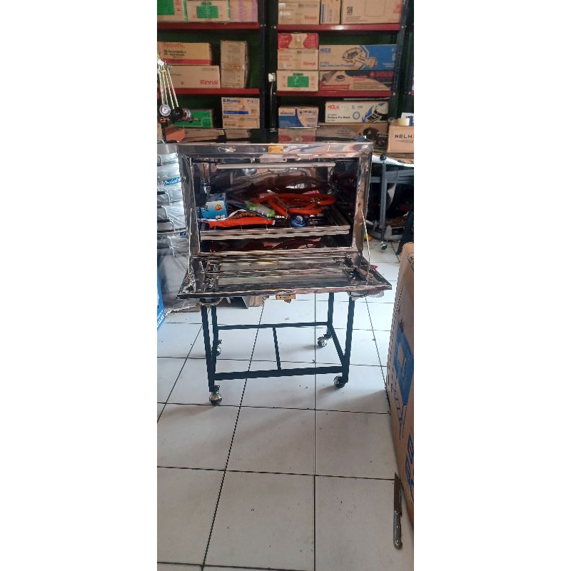 oven gas stenlisss 40x60x50 + termo + loyang