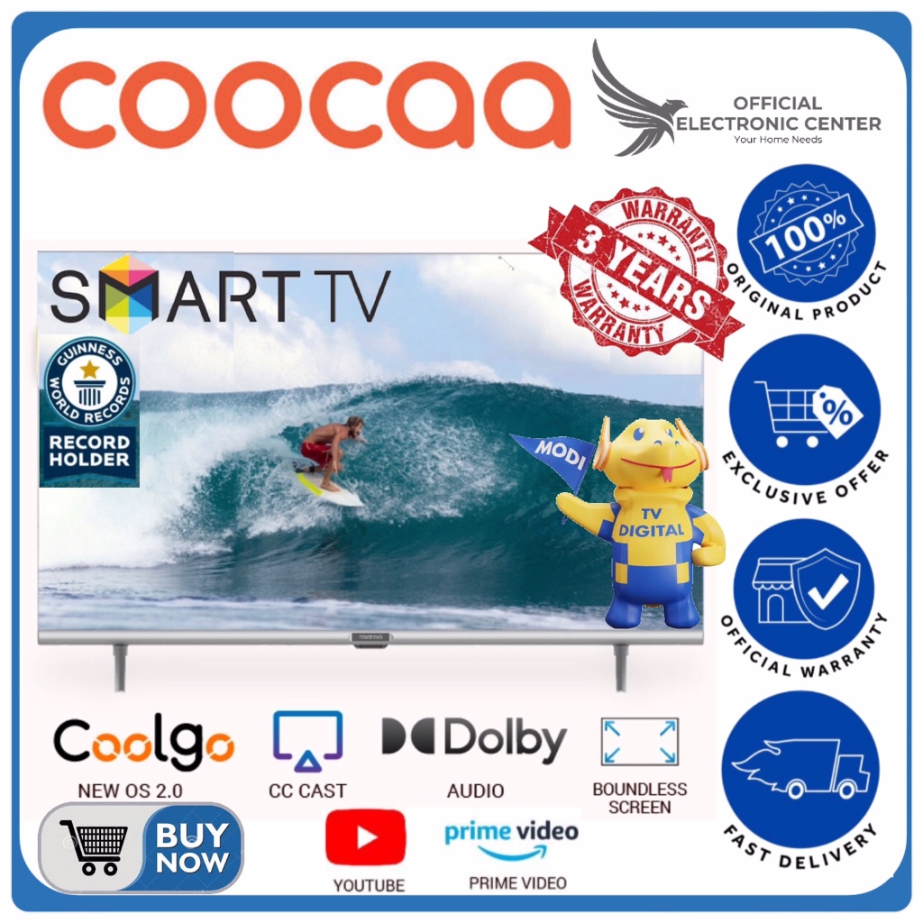 COOCAA 55 inch Digital Smart TV Model : Coocaa 55S3U YOUTUBE LED TV FHD 4K COOCAA TV