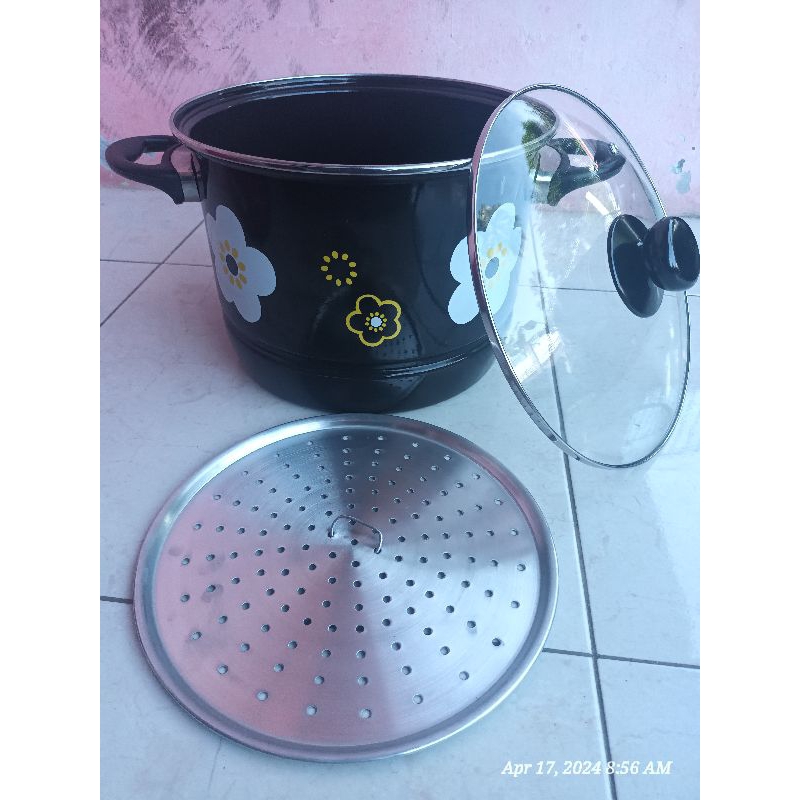 Panci kukus 26Cm enamel, panci marsya, panci kuali enamel, DO enamel 26cm,