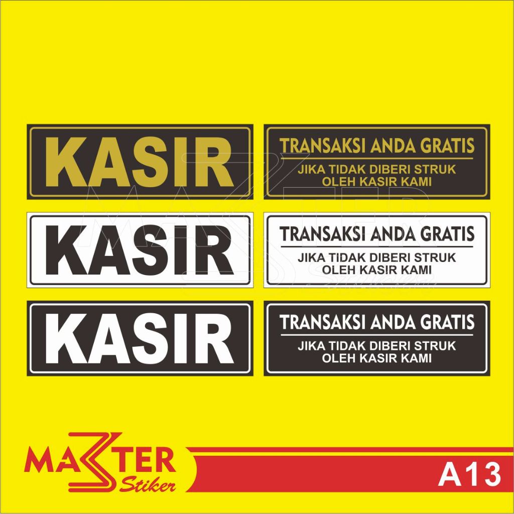 

A13 - Acrylic Sign, Stiker Kasir dan Transaksi Anda Gratis, Tahan Air, Tidak Pudar, dan Bisa Custom