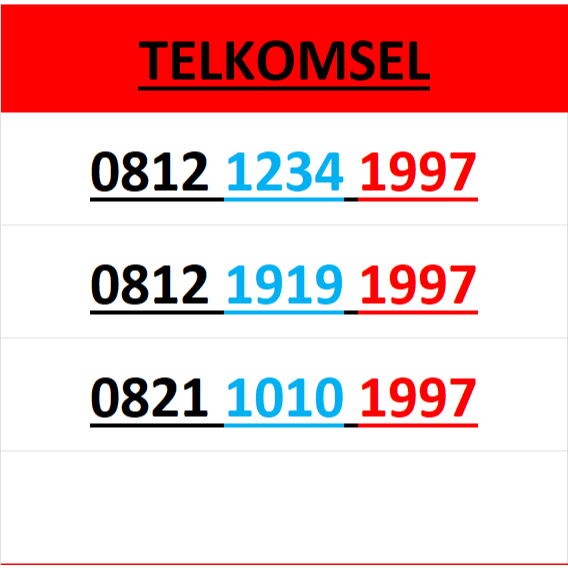 Nomor cantik simpati 4g 5g seri tahun 1997 r3000