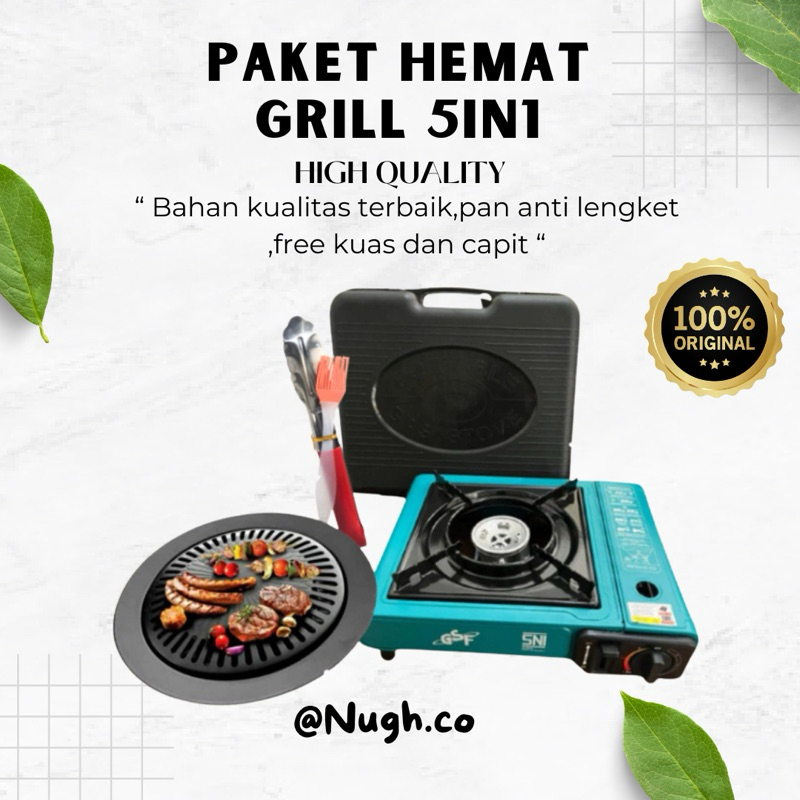 PAKET HEMAT NGEGRILL 5in1 (KOMPOR,KUAS,CAPIT,GRILL)