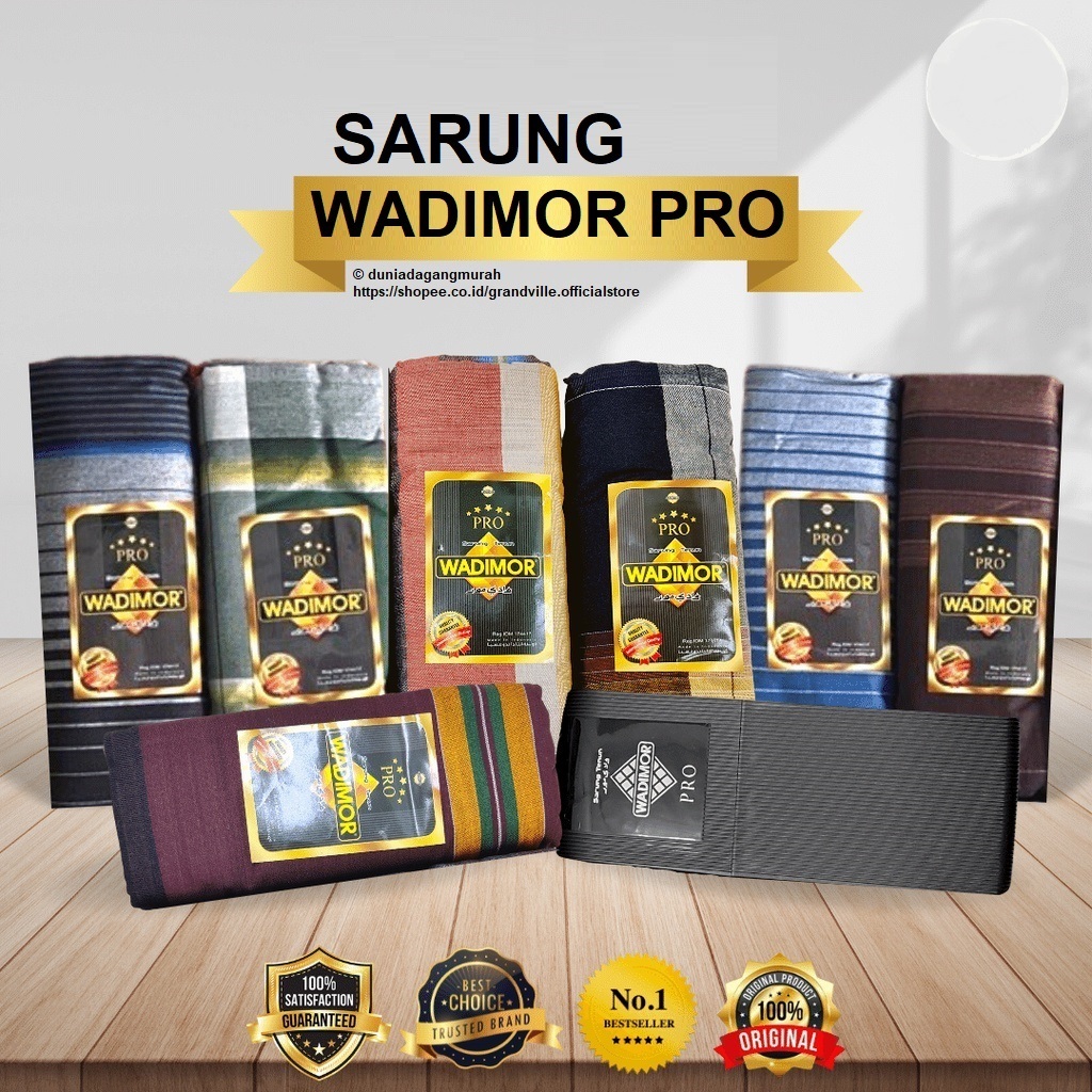 Sarung Tenun Wadimor Original termurah motif Bali 555 Balimoon Polos Pro warna Hitam Putih Dewasa