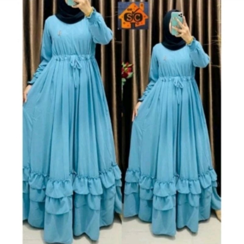 ALUNA DRESS-GAMIS CERUTY BABYDOLL BASIC POLOS REMPEL BAWAH-GAMIS CANTIK/GAMIS WANITA/GAMIS TERBARU 2