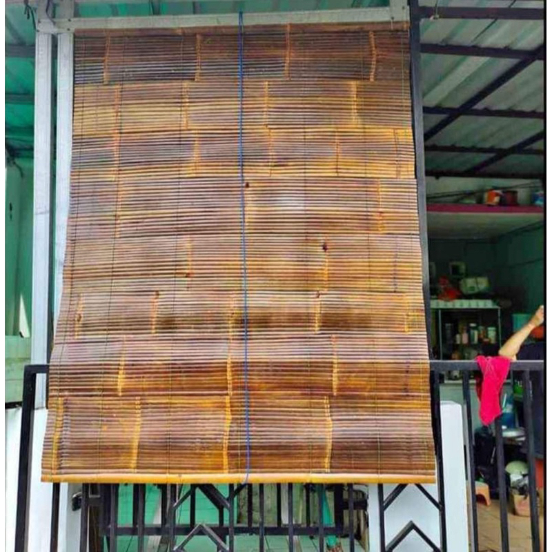 Tirai Bambu Wulung Gulung 200 x 150 Free Katrol Dan Tambang Gulung