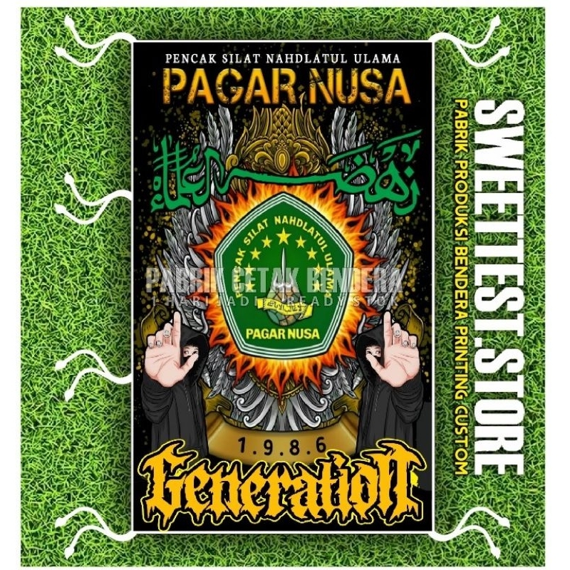 READY STOK + 1 HARI JADI + FREE STICKER, TERBARU + MURAH  BENDERA PAGAR NUSA, BENDERA NU, GIANTFLAG 