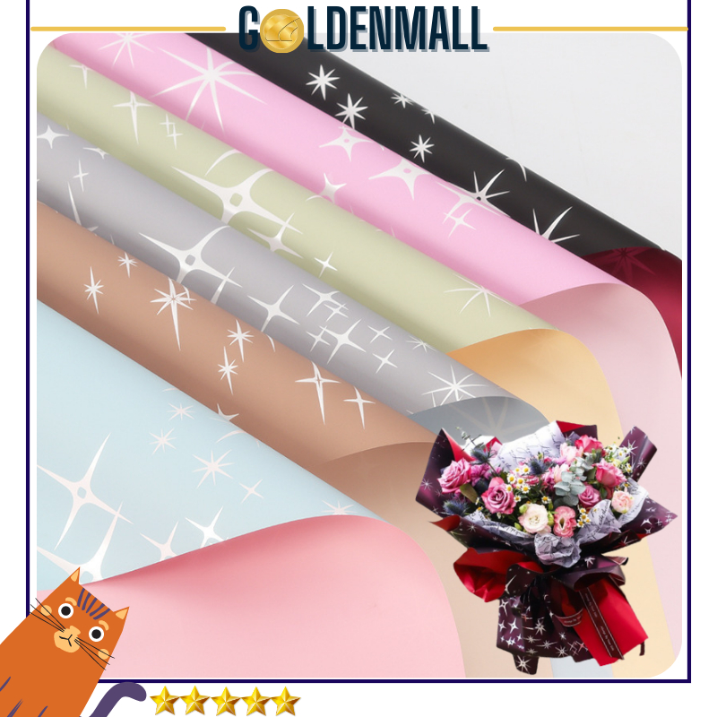 

20 LEMBAR Kertas Buket Bunga Flower Wrapping Paper Cellophane Motif Bintang Sparkling 6022