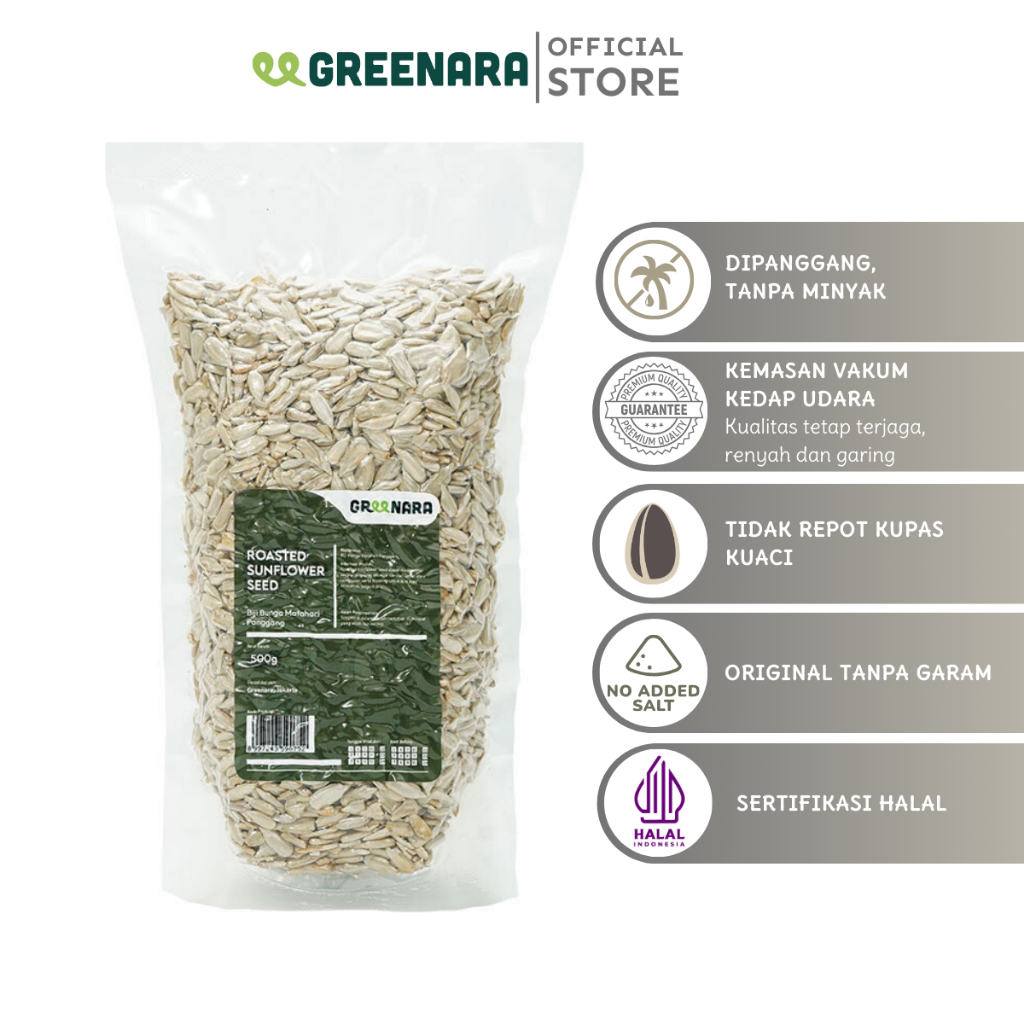 

Greenara - Kuaci Kupas Panggang 500gr / Roasted Sunflower Seed