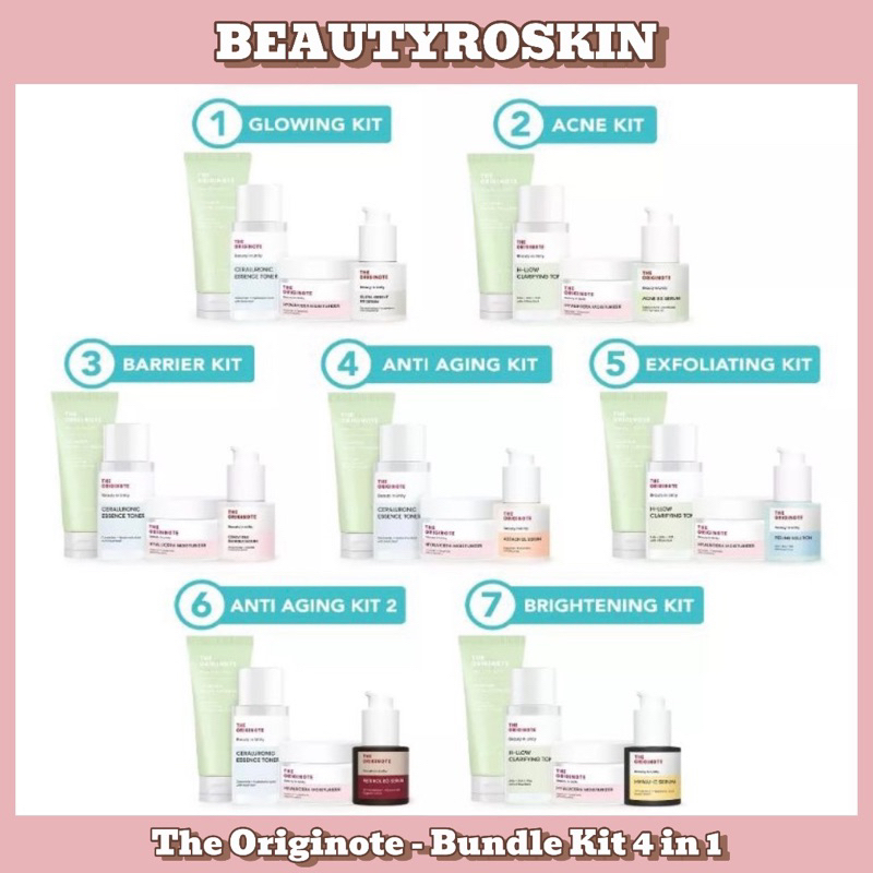 beautyroskin ~ the originote bundle kit 4 in 1 paket facial wash, toner, serum dan moisturizer the o