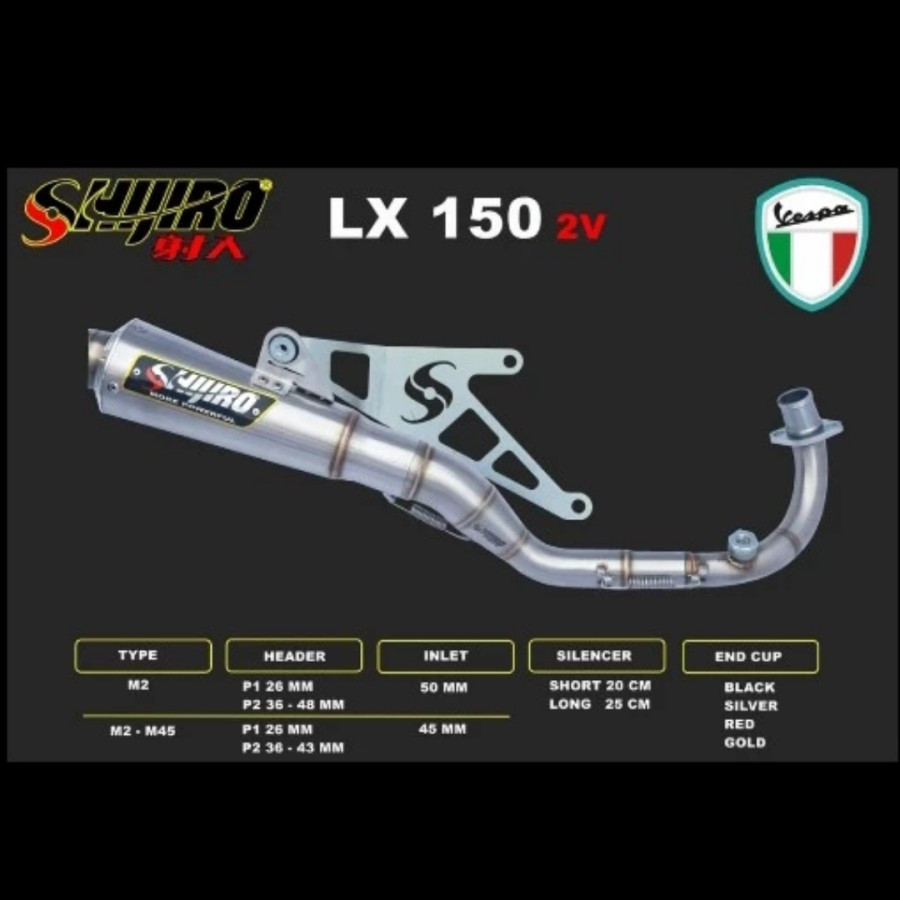 KNALPOT VESPA MATIC LX 150 2V TYPE M2 SHIJIRO RACING ORIGINAL