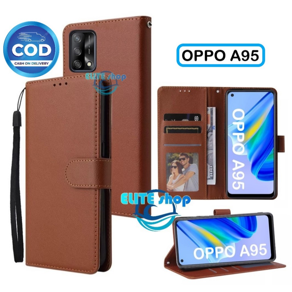 Flip Case OPPO A95 Case Wallet Kulit Casing Dompet Case Wallet Leather Flip Case OPPO A95 Casing hp 