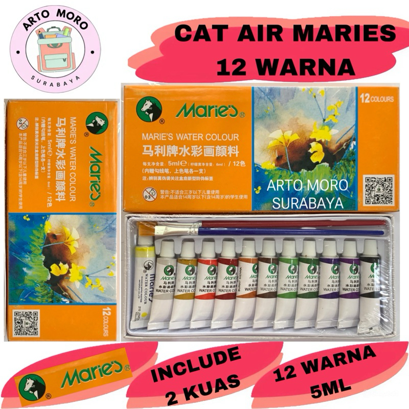 

CAT AIR MARIE’S WATER COLOUR 12WARNA 5ML READY STOCK SURABAYA