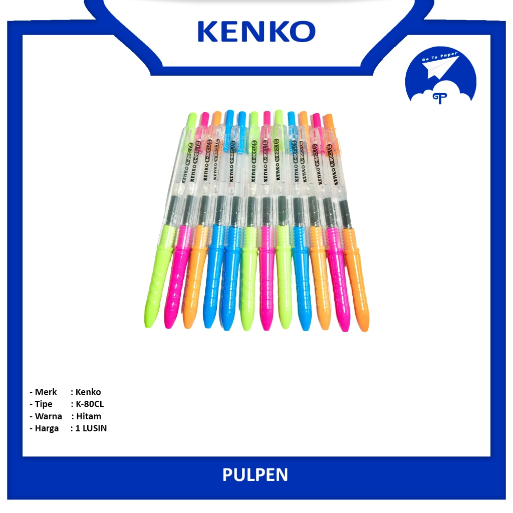 

Kenko - Pulpen K80CL 0.5mm Warna Hitam Gelpen - Lusin