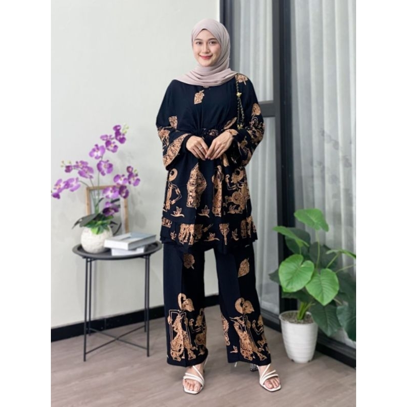 One Set Wanita Tunik Wayang Rayon Premium LD 120