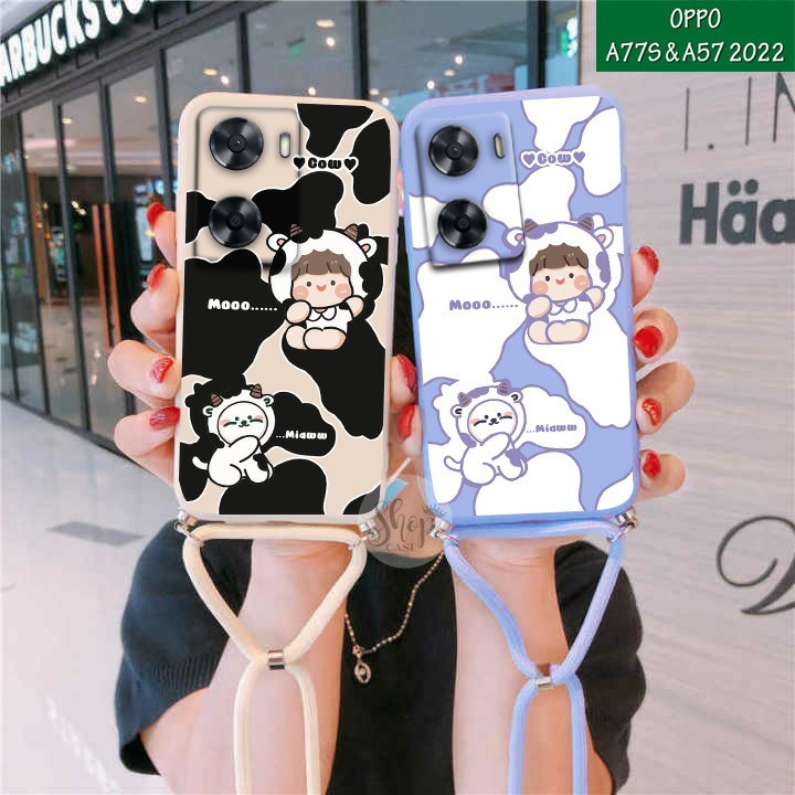 Softcase Motif + tali  Oppo A57 2022 Oppo A77S 2022 Case Oppo A57 2022 Case Oppo A77S 2022 Case Oppo