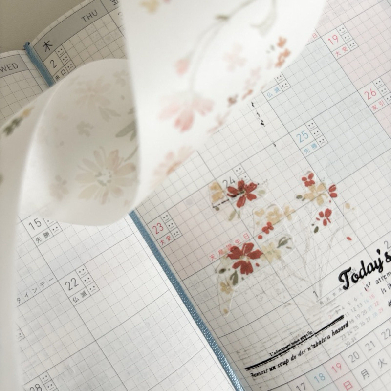 

Meow Illustration Flower Field Washi and PET Tape