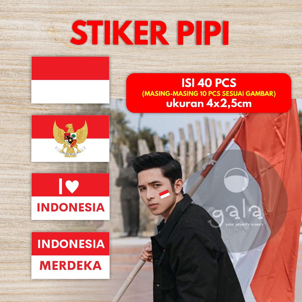 

STIKER BENDERA TEMPELAN PIPI BENDERA MERAH PUTIH 2024 (ISI 40 PCS)