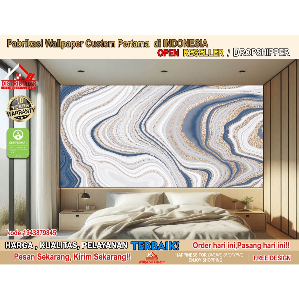 Wallpaper Custom 3D Tema Marmer | Wallpaper Kamar Mandi | Wallpaper Marmer | Wallsticker | Wallpaper