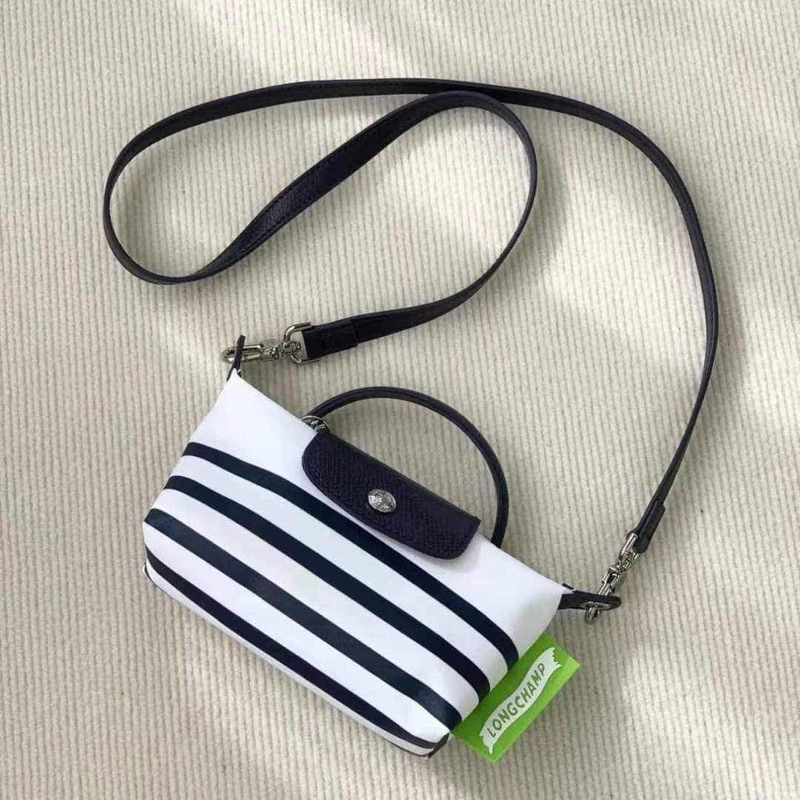 LC Mariniere Pouch Top Handle Stripe With Long Strap
