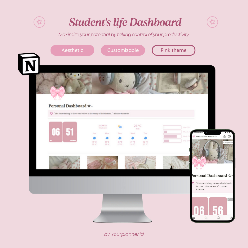 [𝐍𝐎𝐖 𝐃𝐈𝐆𝐈𝐓𝐀𝐋] Notion Template | Student Dashboard | Student Digital Planner | School Dashboard | Tem