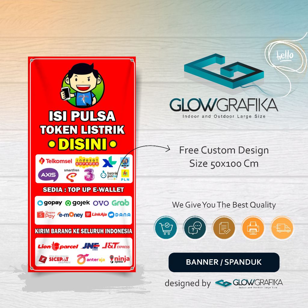 Cetak Spandk Banner Isi Pulsa, Token Listrik, Dll