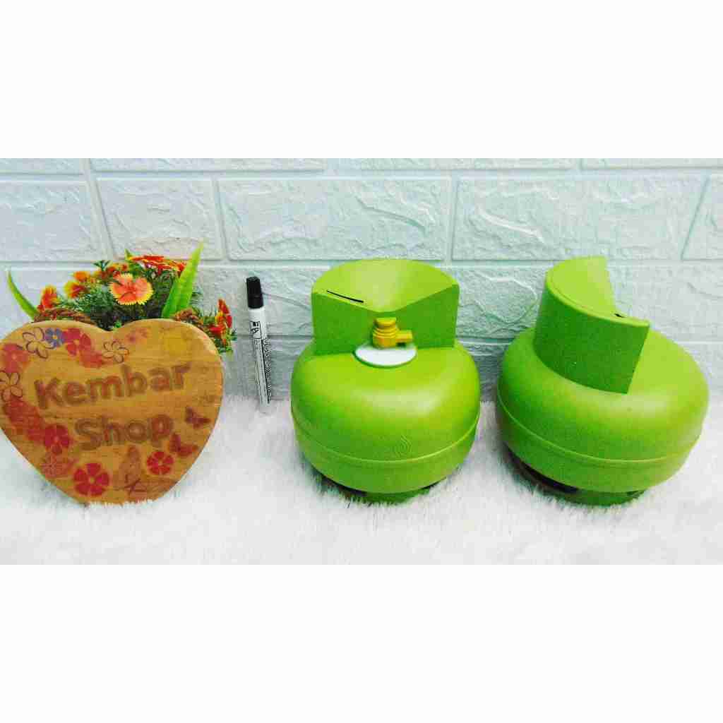 OTI9956T Celengan Tabung Gas Tabungan Anak Celengan Anak Bentuk Tabung Gas LPG MELON HIJAU