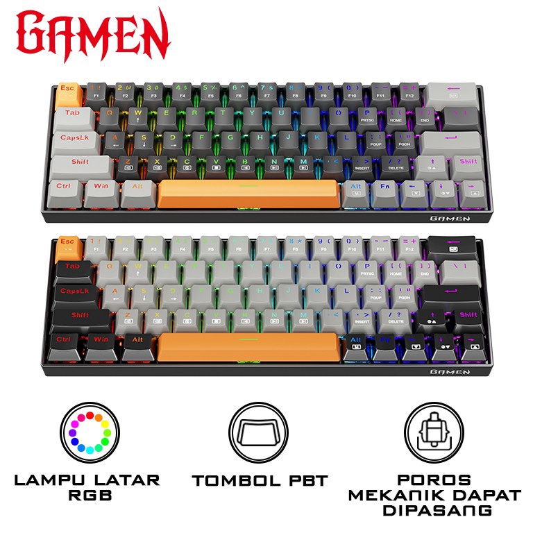 GAMEN Titan III 3 Mechanical Switch Blue Gaming Keyboard Wired RGB ORIGINAL KODE H2E7