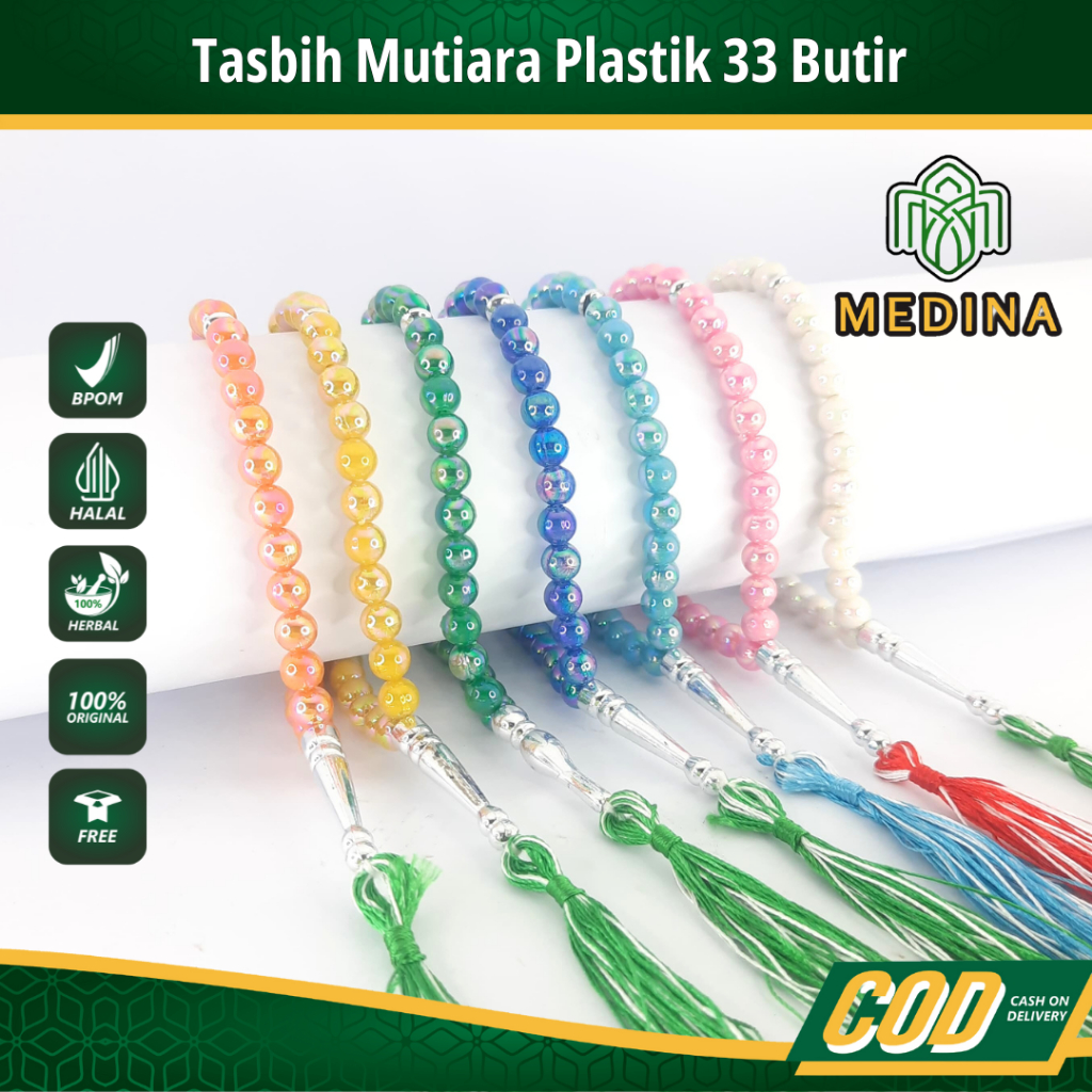 Tasbih Mutiara Plastik 33 Butir | Tasbih Cantik