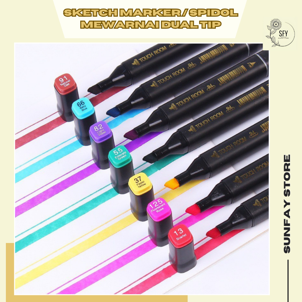 

SUNFAY Sketch Marker / Spidol Mewarnai Dual Tip Cepat Kering