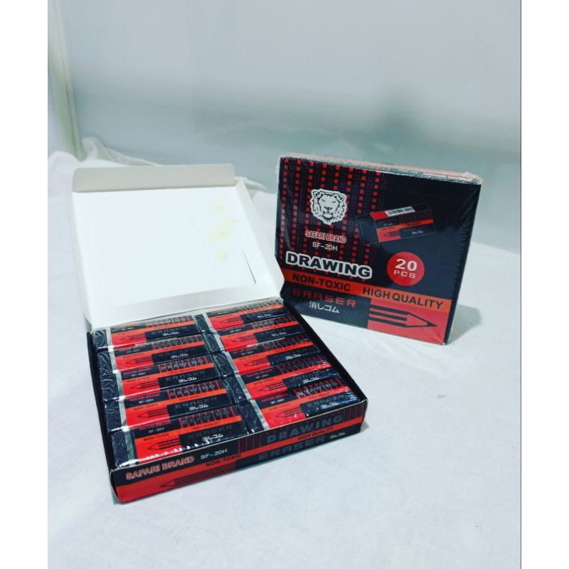 

penghapus Warna Hitam Besar Safari Brand Per Box Isi 20 Pcs