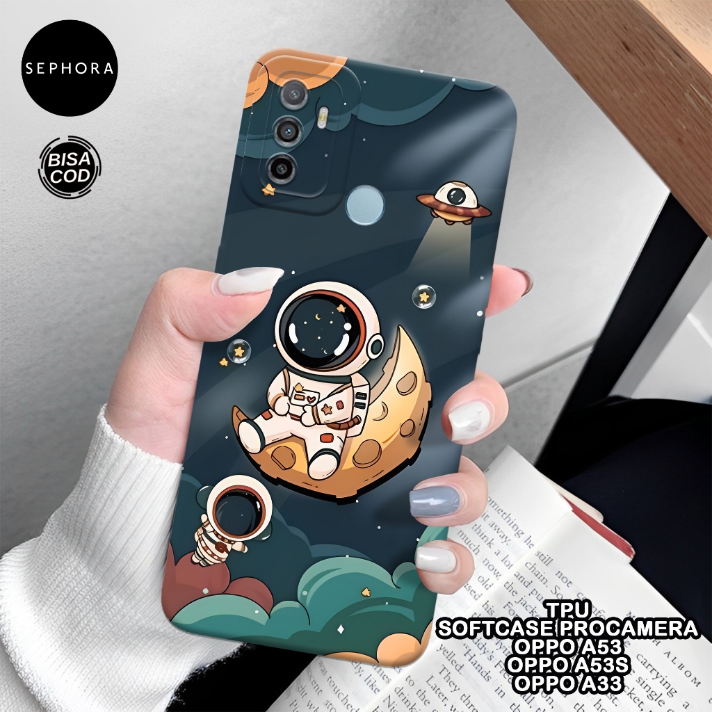 Softcase OPPO A53/A53s/A33 Terbaru - Fashion Case Astronot - Case OPPO A53/A53s/A33 - Case Pro Camer