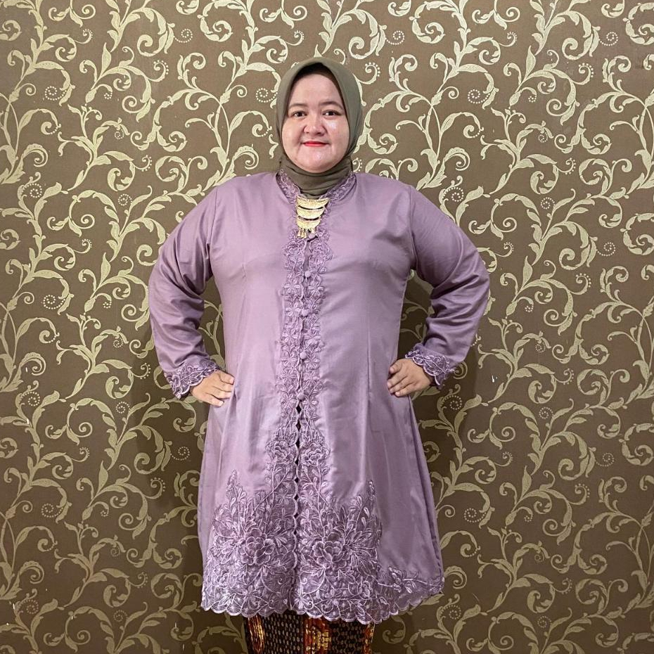 Kebaya Encim  Tunik Jumbo Bordir Senada LD 130cm Dan 140cm  Modern Terbaru Lengan Panjang