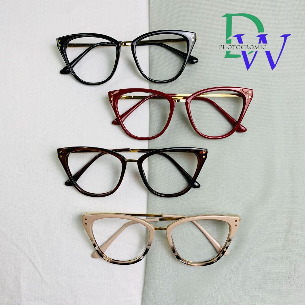 KACAMATA MINUS FRAME AMAYA LENSA ANTI RADIASI | KACAMATA PHOTOCROMIC | KACA MATA WANITA CAT EYE 9852