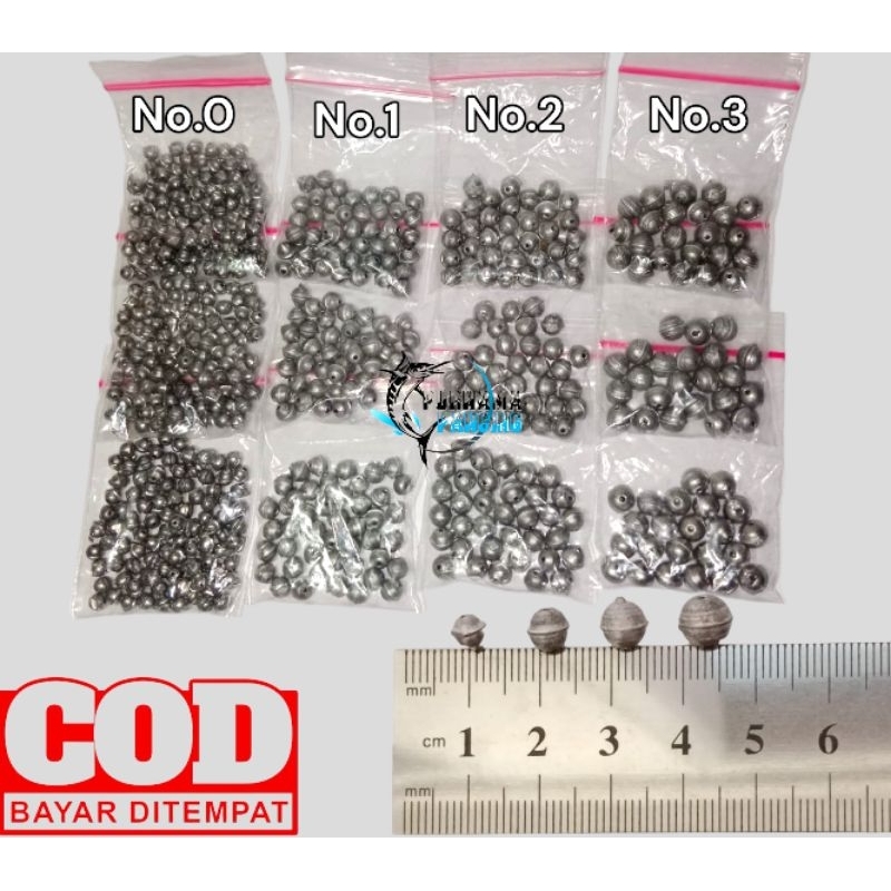 Timah Pancing Merica Lada Bulat Pemberat Dasaran Ukuran Kecil dan Besar Isi 10