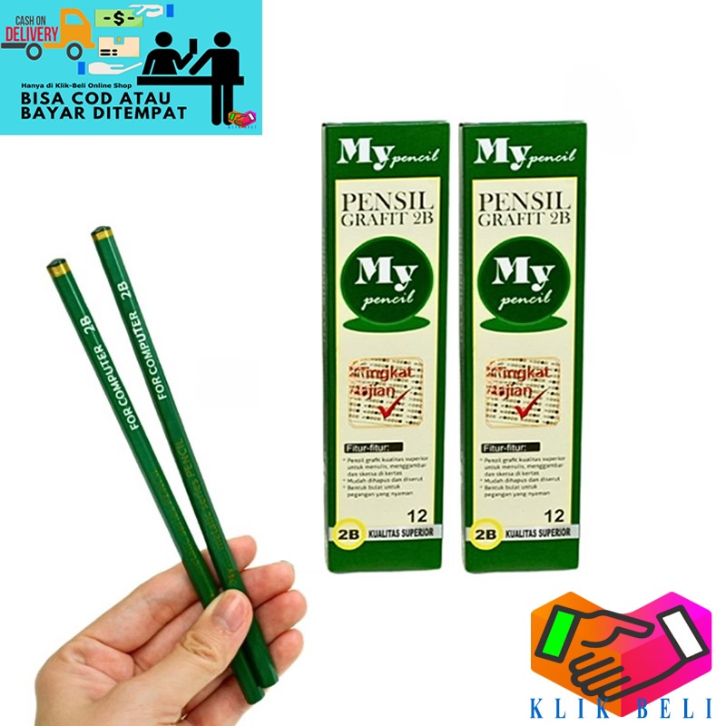 

Pensil 2B Hijau (12 PCS) / My Pencil Grafit For Computer / Pensil Kayu Murah