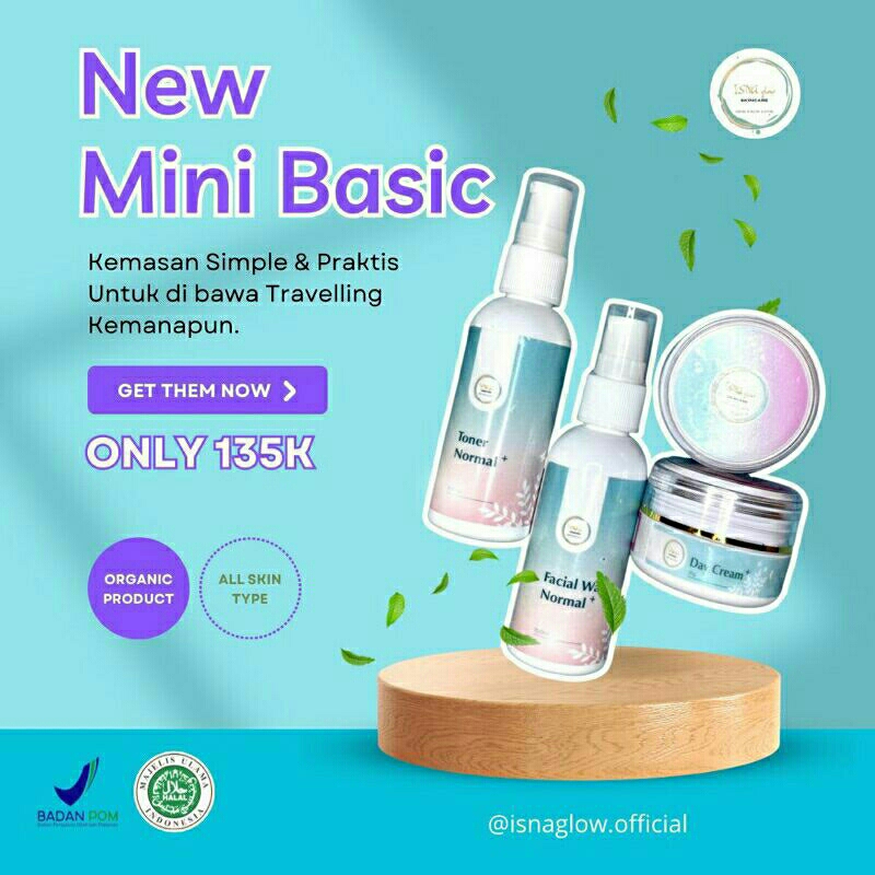 ISNA GLOW SKINCARE Paket Basic Mini Basic Acne Sunscreen Serum Brightening Red Jelly Perawatan Wajah