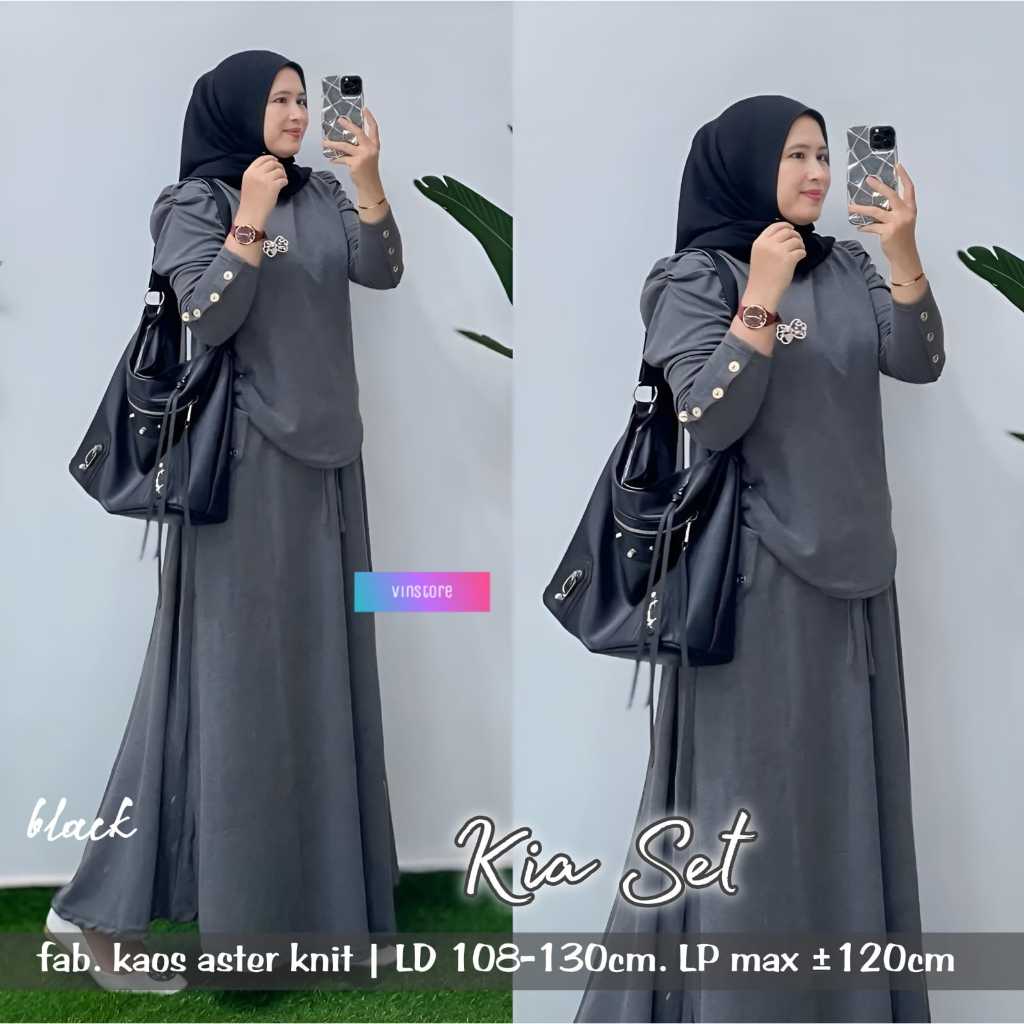 KIA SET SETELAN ROK WANITA KNIT IMPORT PREMIUM ONE SET BIG SIZE JUMBO LD 130 TERBARU KEKINIAN