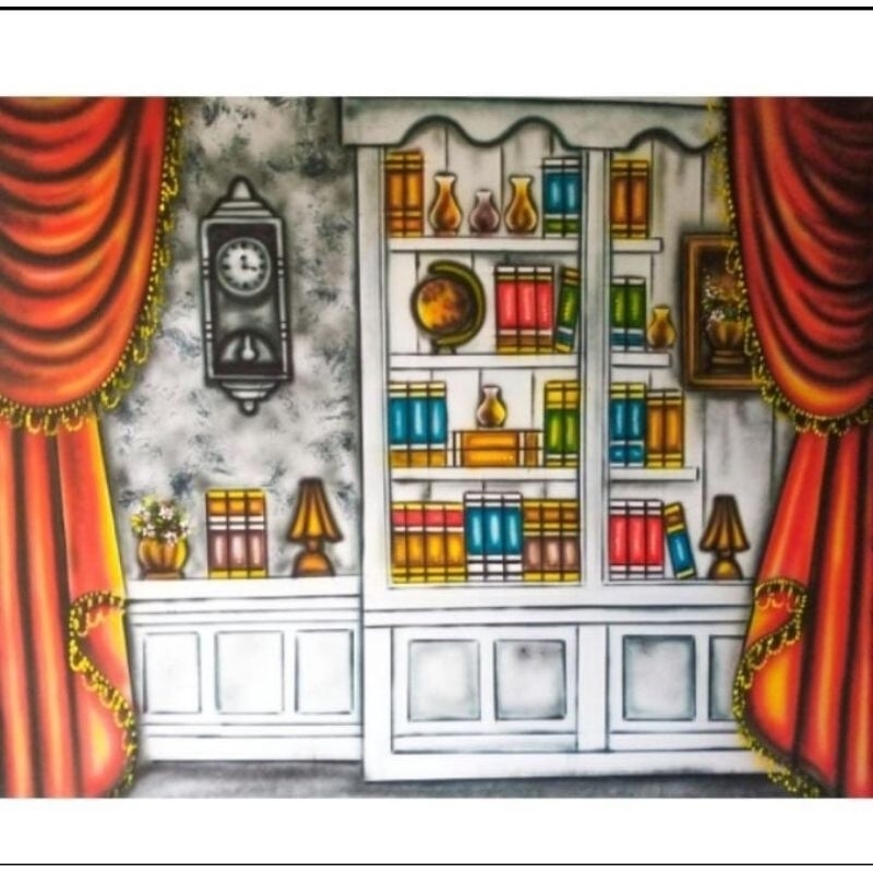 background wisuda rak buku sekolah