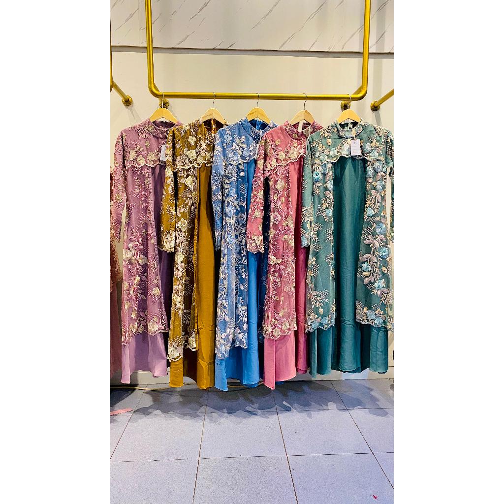 RAMADANIA DIANTI TILE 2.4 DRESS ONLY  - BAJU KONDANGAN WISUDA LAMARAN BRIDESMAID -DRESS BROKAT TILE 