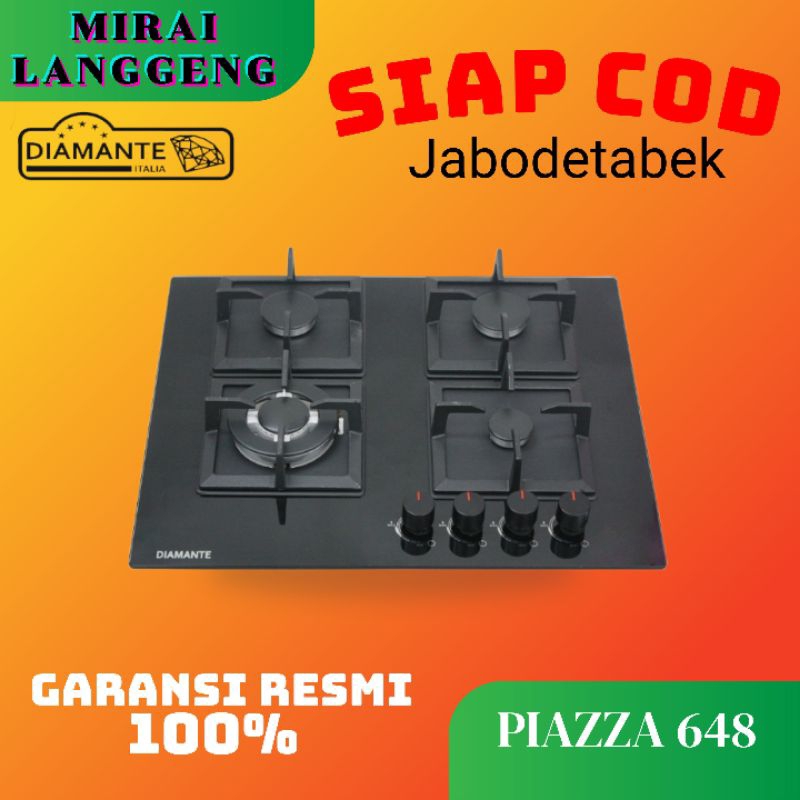 Diamante Gas Hob Kompor Gas Tanam 4 Tungku Piazza 648