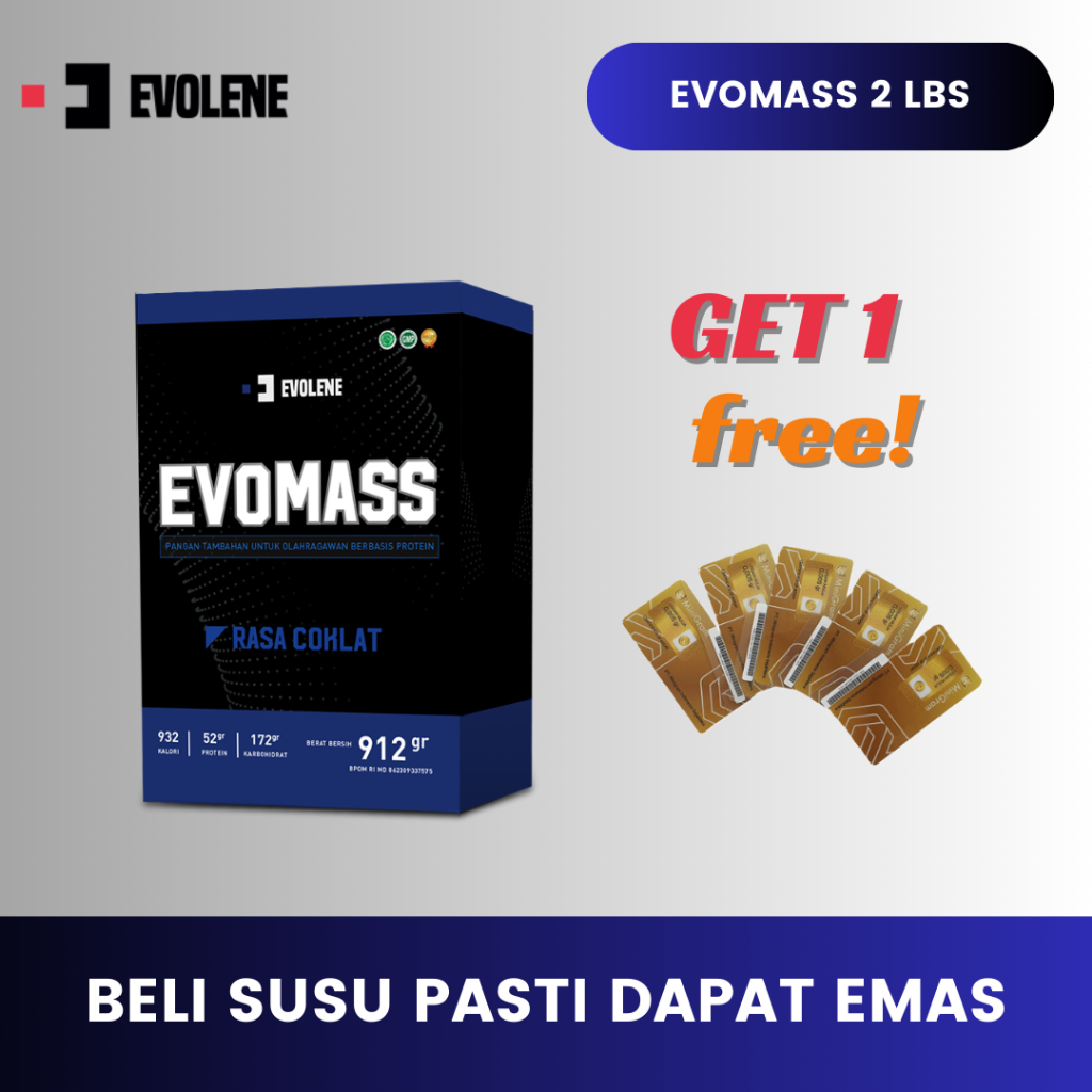 Evomass Evolene susu penambah massa otot evomass 912 gram gr 2LBS