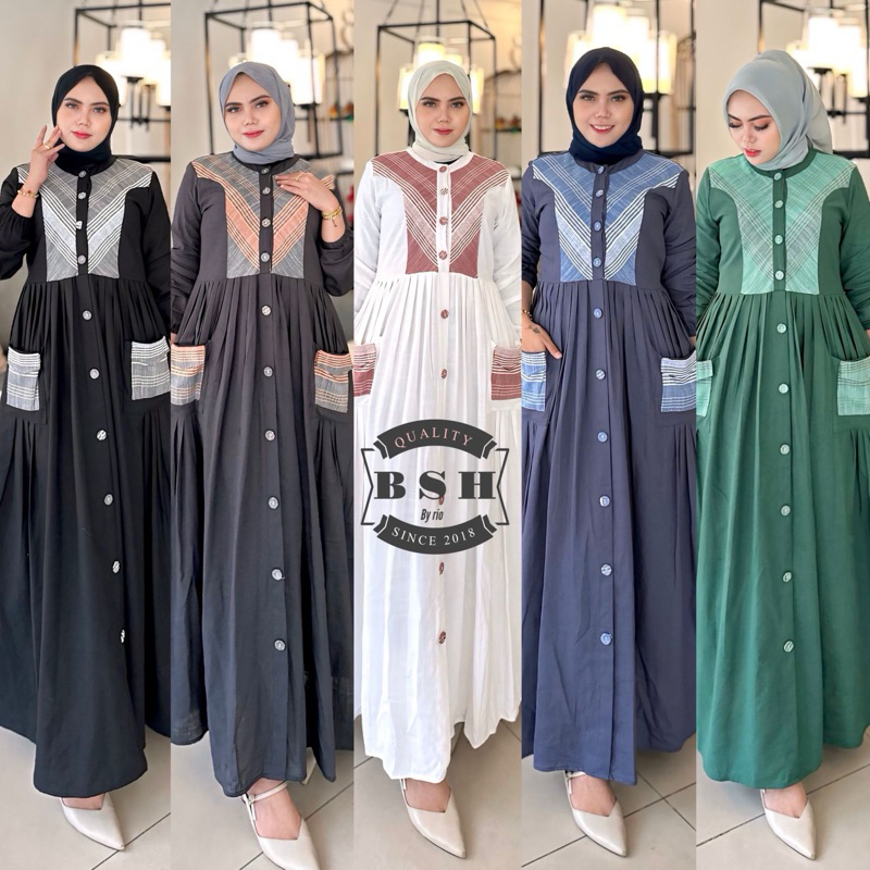 GAMIS MAWADDAH Bshop BY BSH GAMIS BUSUI FRIENDLY KATUN LINEN POLOS PREMIUM BY BSH ORIGINAL