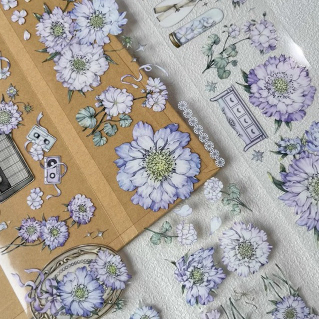 

(Kiricart) ZIYUANSU Purple Agapantus Sticker PET Tape Scrapbook Journal