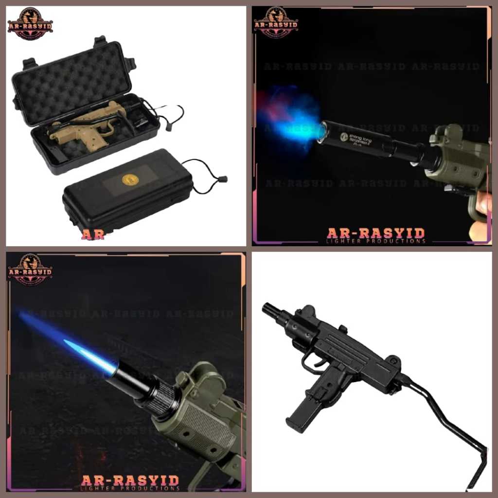 Korek Api Pistol Uzi Lighter 2 Api Bara Las Gas Zhong Long