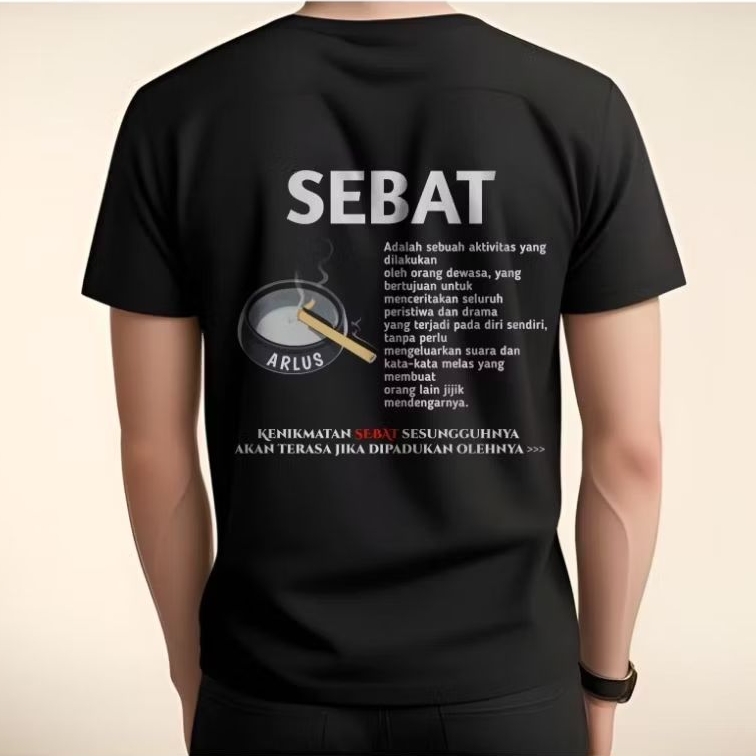 KAOS DISTRO HITAM PRIA DAN WANITA DEWASA SEBAT CIGARETS ROKOK COTTON COMBED S/M/L/XL/XXL