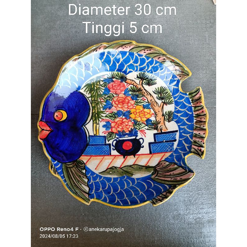 piring keramik lukis motif imari immari bentuk ikan untuk dekorasi hiasan dinding
