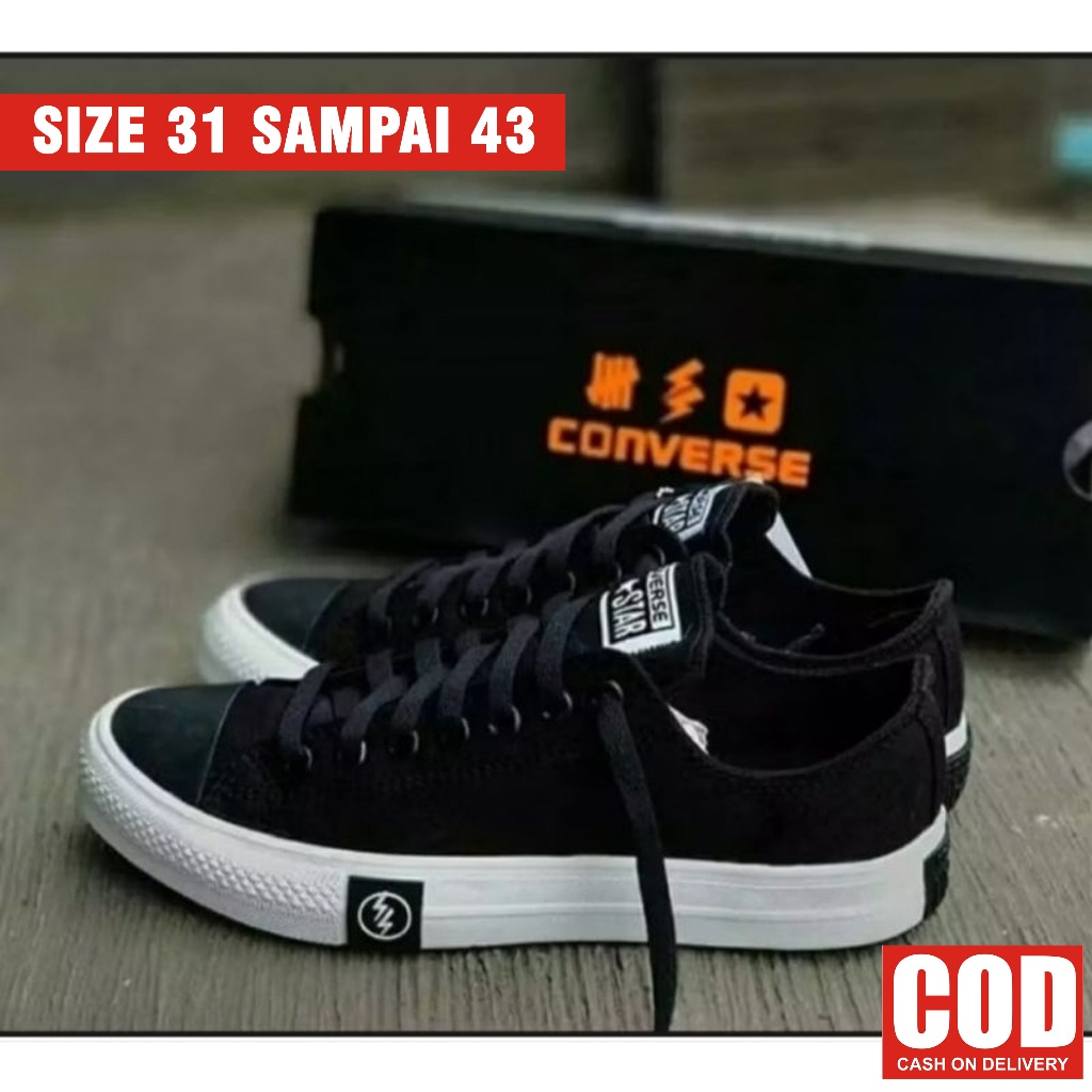 SEPATU CONVERS ALLSTAR Converse1995 CT Flash Petir Sneakers Sekolah Kerja Main Santai Hitam