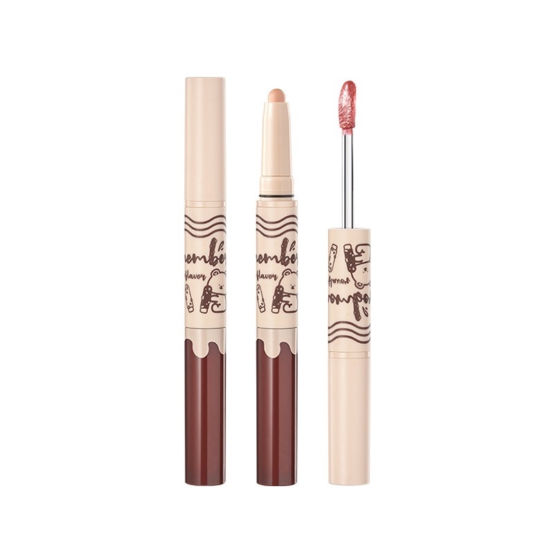 [READY] LEEMEMBER Two in One Lip Pencil Lip Gloss and Lip Liner Multifunctional Lipstick Pen