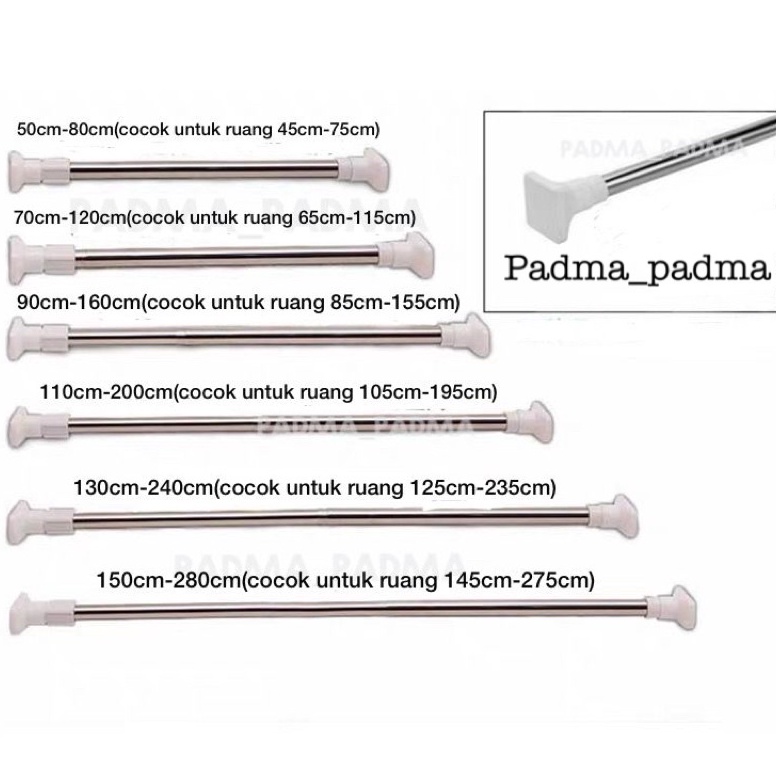 Diskon Gede TIANG FLEKSIBEL STAINLIST 5CM42CMTIANG JEMURANtiang KAMAR MANDITIANG PIPA TONGKAT KOLONG