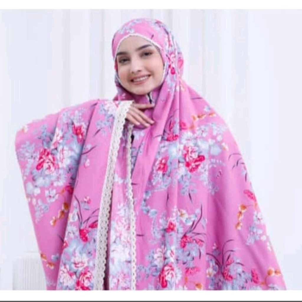 PROMOO... Mukena Khadijah Dewasa Motif Bunga Sakura Terbaru/mukena wanita dewasa terlaris kekinian 2